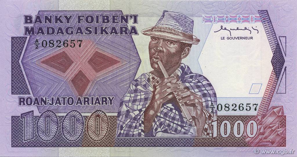 1000 Francs - 200 Ariary MADAGASKAR  1983 P.068a ST