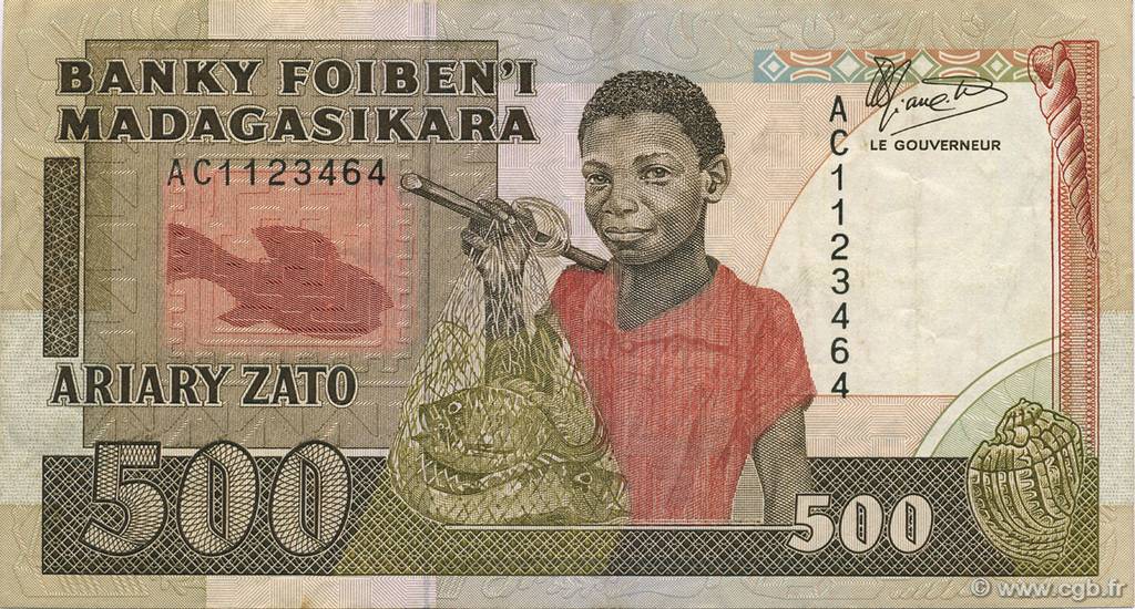 500 Francs - 100 Ariary MADAGASCAR  1988 P.071a XF