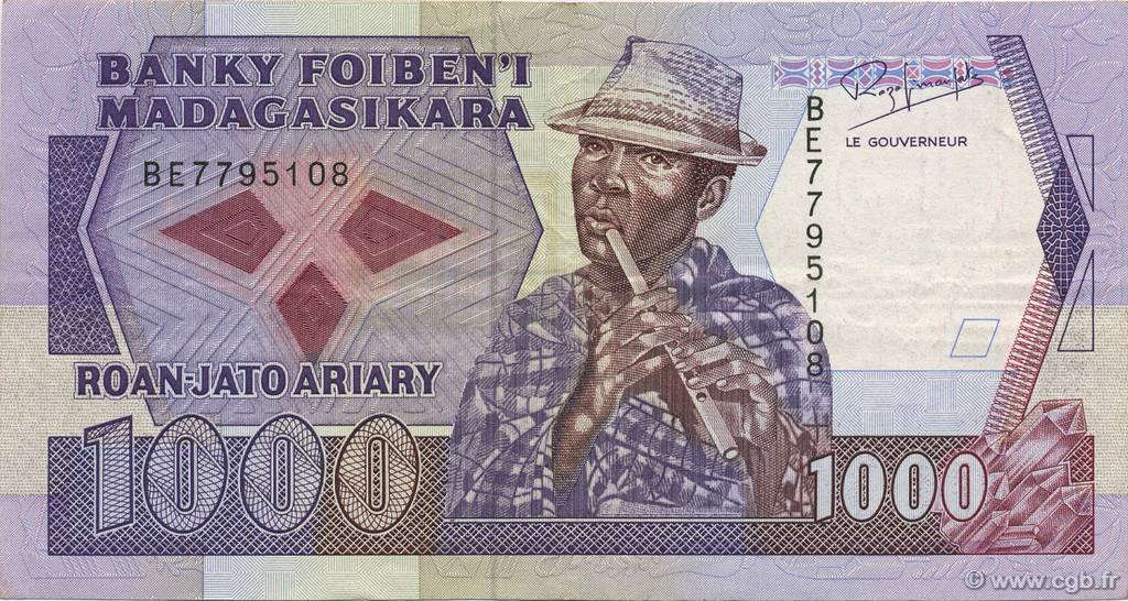 1000 Francs - 200 Ariary MADAGASCAR  1988 P.072b TTB