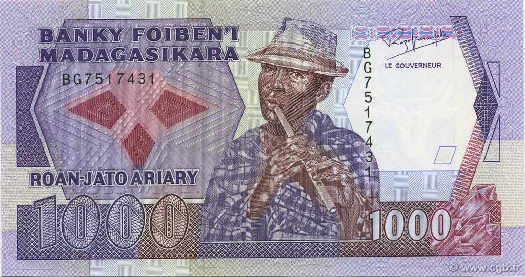 1000 Francs - 200 Ariary MADAGASCAR  1988 P.072b UNC
