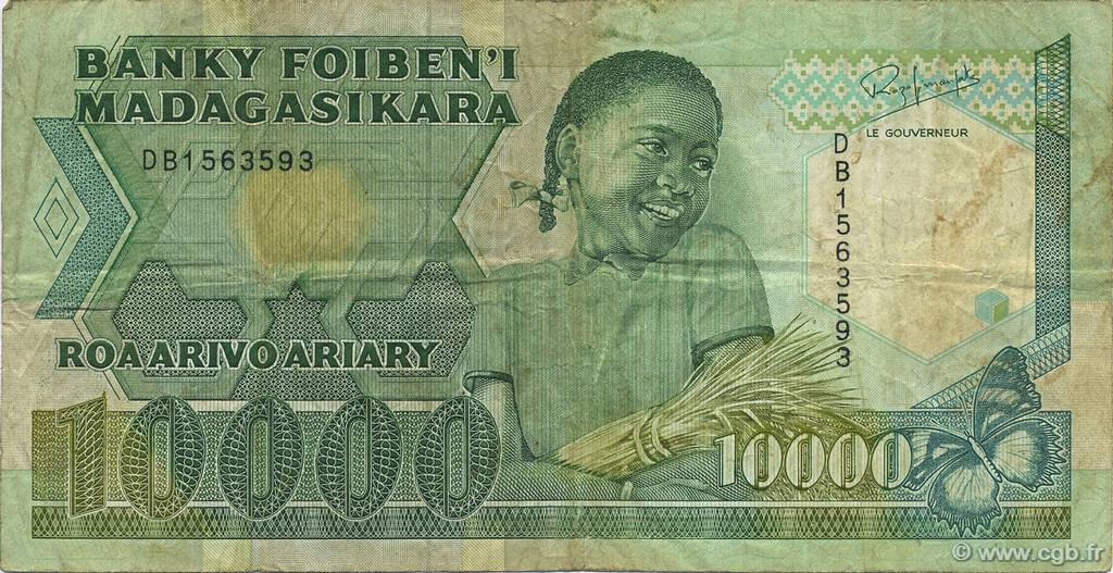 10000 Francs - 2000 Ariary MADAGASCAR  1988 P.074b q.MB