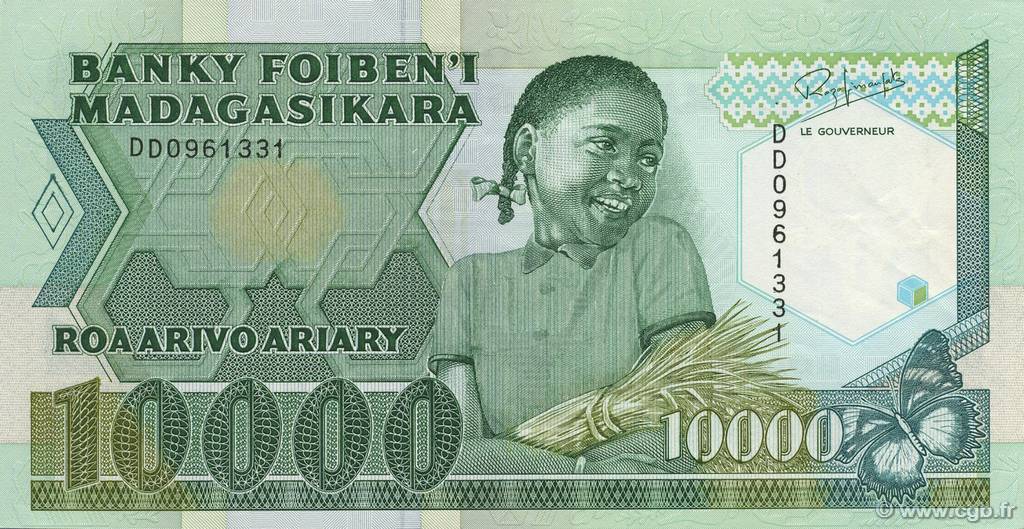 10000 Francs - 2000 Ariary MADAGASCAR  1988 P.074b SPL+