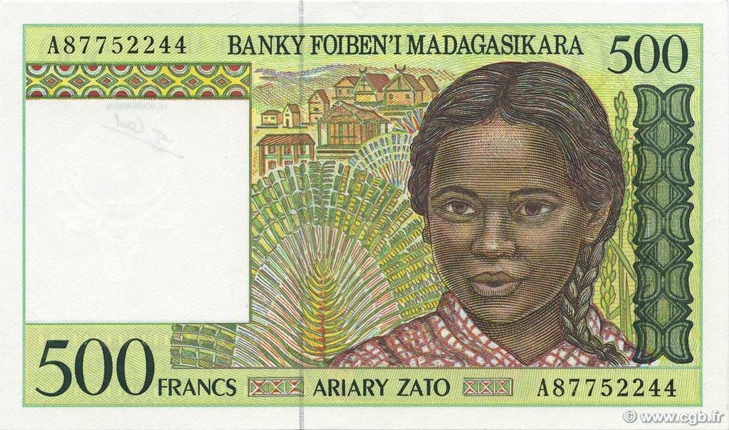 500 Francs - 100 Ariary MADAGASKAR  1994 P.075b ST