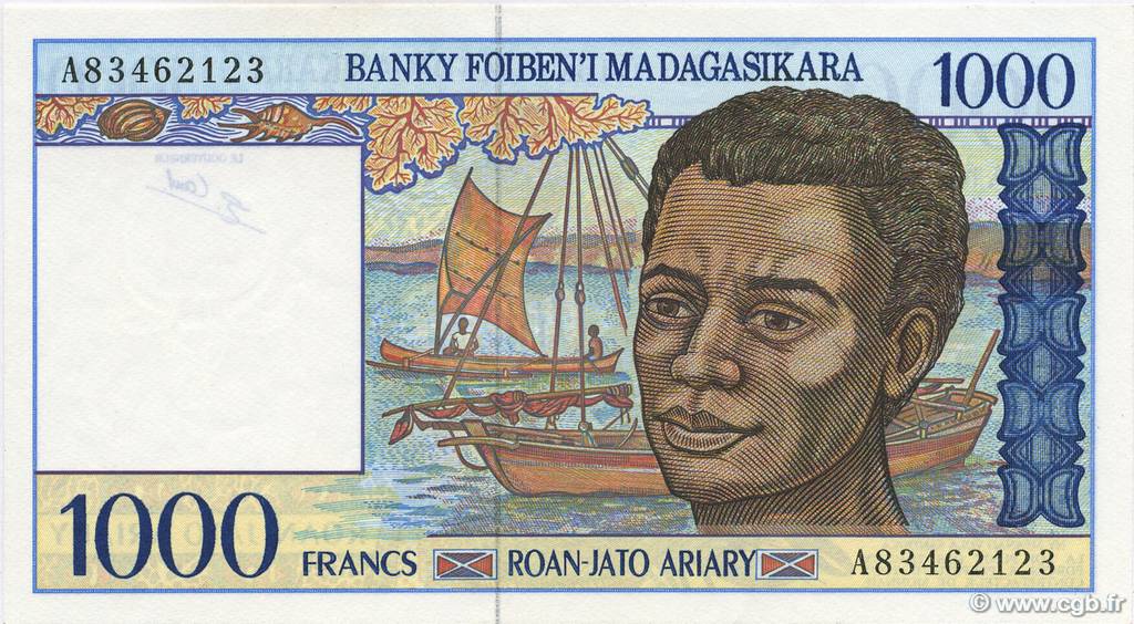 1000 Francs - 200 Ariary MADAGASKAR  1994 P.076b ST