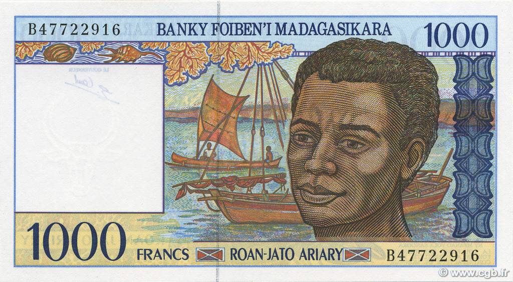 1000 Francs - 200 Ariary MADAGASCAR  1994 P.076b NEUF