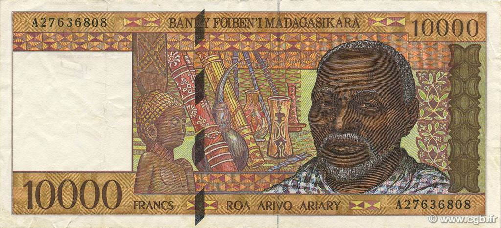 10000 Francs - 2000 Ariary MADAGASCAR  1994 P.079a VF