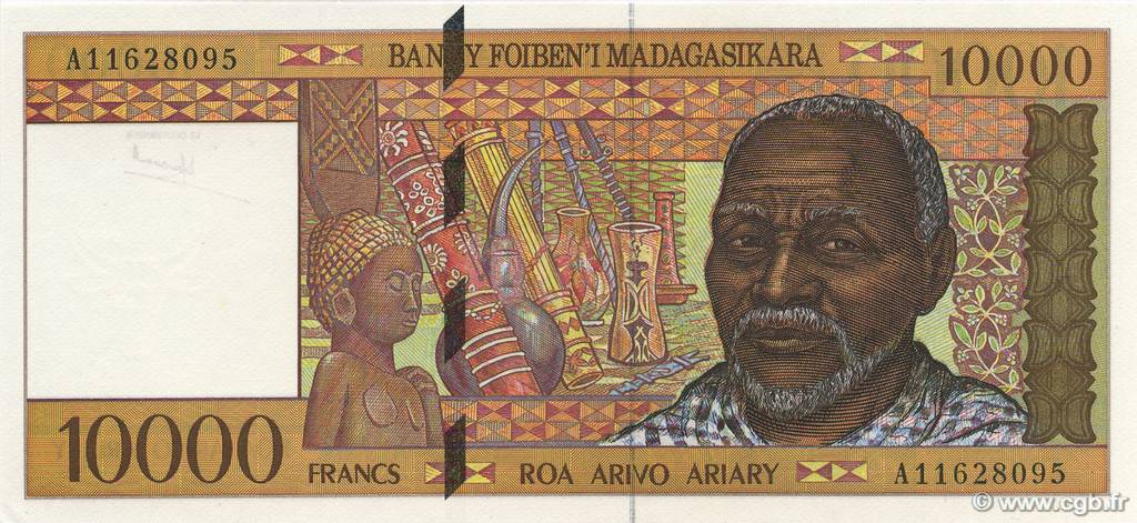 10000 Francs - 2000 Ariary MADAGASCAR  1994 P.079a NEUF