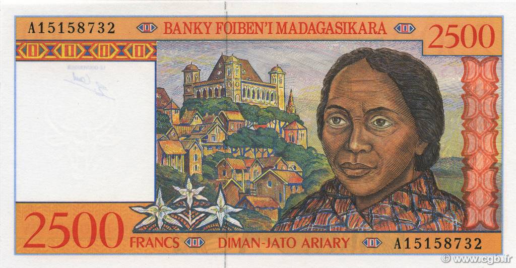 2500 Francs - 500 Ariary MADAGASKAR  1998 P.081 ST