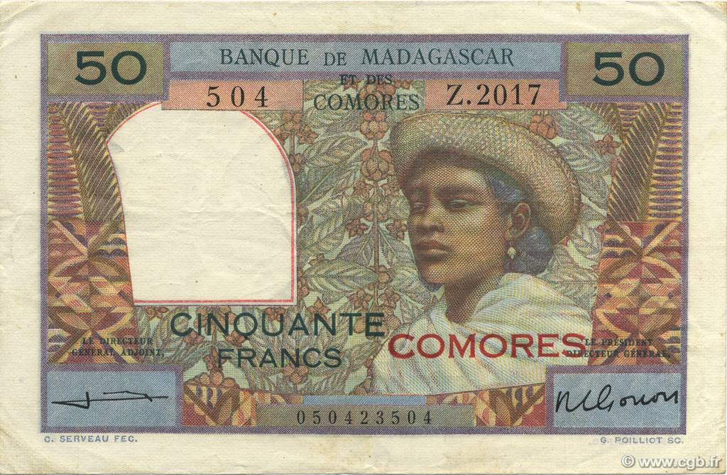 50 Francs COMORE  1960 P.02b2 q.SPL