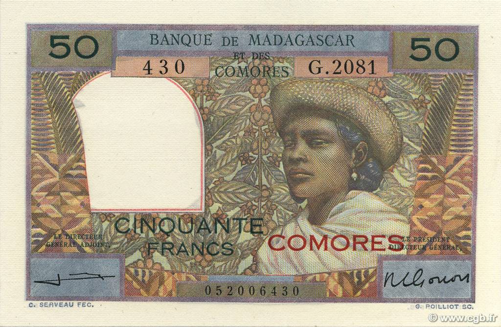 50 Francs COMORE  1960 P.02b2 FDC