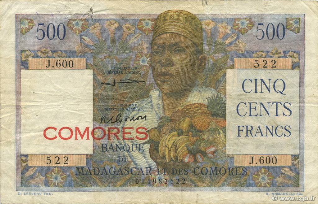 500 Francs KOMOREN  1963 P.04b S