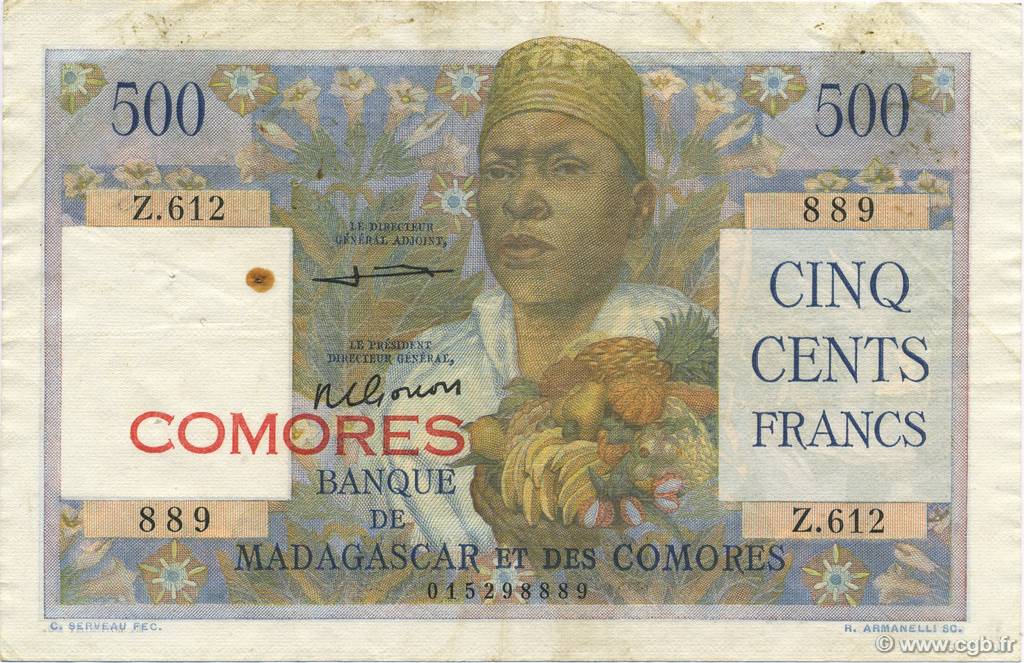 500 Francs KOMOREN  1963 P.04b SS