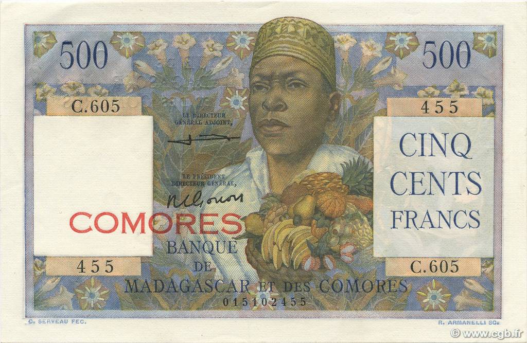 500 Francs COMORE  1963 P.04b AU+