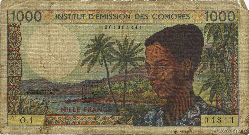 1000 Francs KOMOREN  1976 P.08a SGE