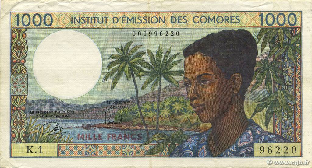 1000 Francs COMORE  1976 P.08a q.SPL