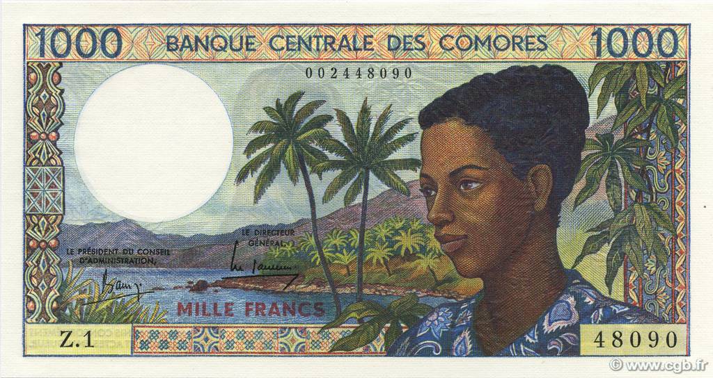 1000 Francs KOMOREN  1984 P.11a ST