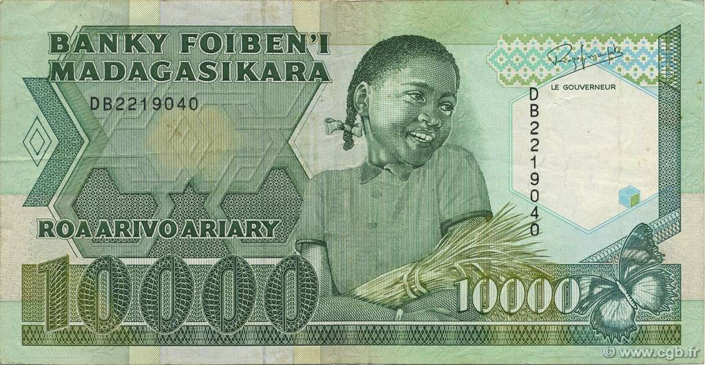 10000 Francs - 2000 Ariary MADAGASCAR  1988 P.074b BB