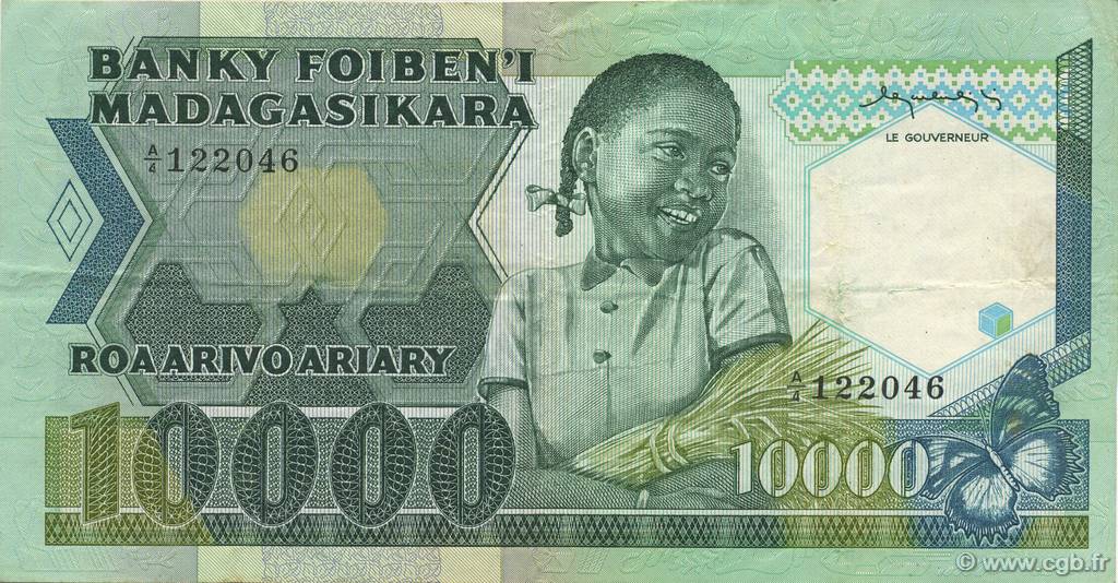 10000 Francs - 2000 Ariary MADAGASCAR  1983 P.070a VF