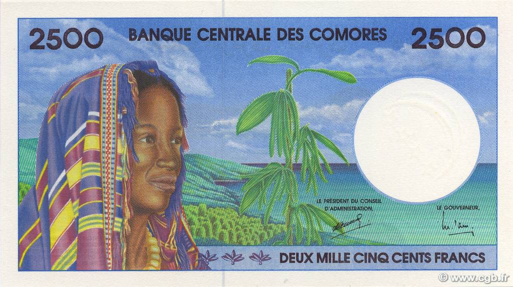 2500 Francs Fauté COMOROS  1997 P.13s UNC