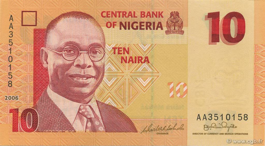 10 Naira NIGERIA  2006 P.33 SC+