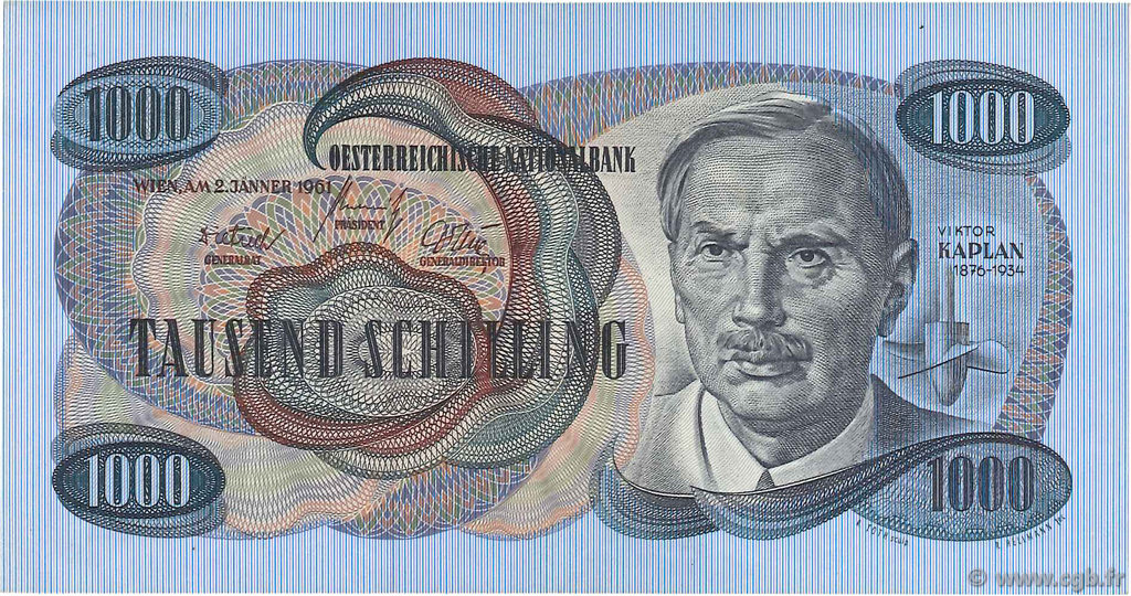 1000 Schilling AUSTRIA  1961 P.141a BB