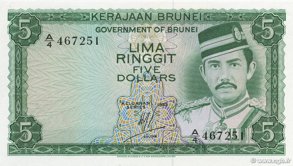 5 Ringgit - 5 Dollars BRUNEI  1983 P.07b UNC