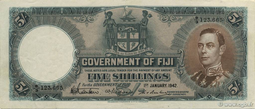 5 Shillings FIJI  1942 P.037e XF