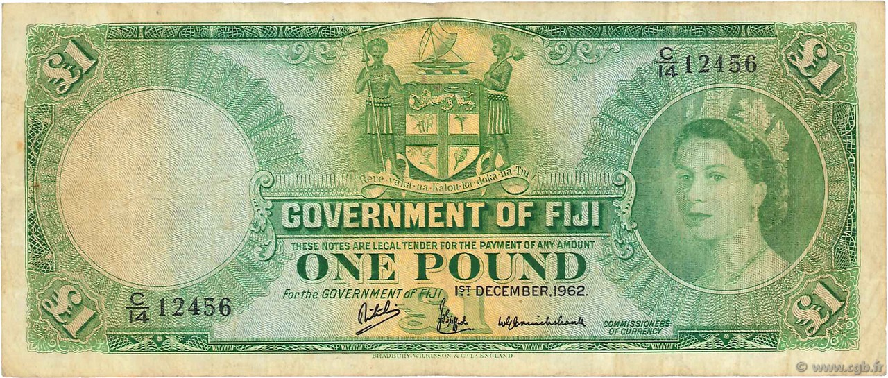 1 Pound FIJI  1962 P.053e F+