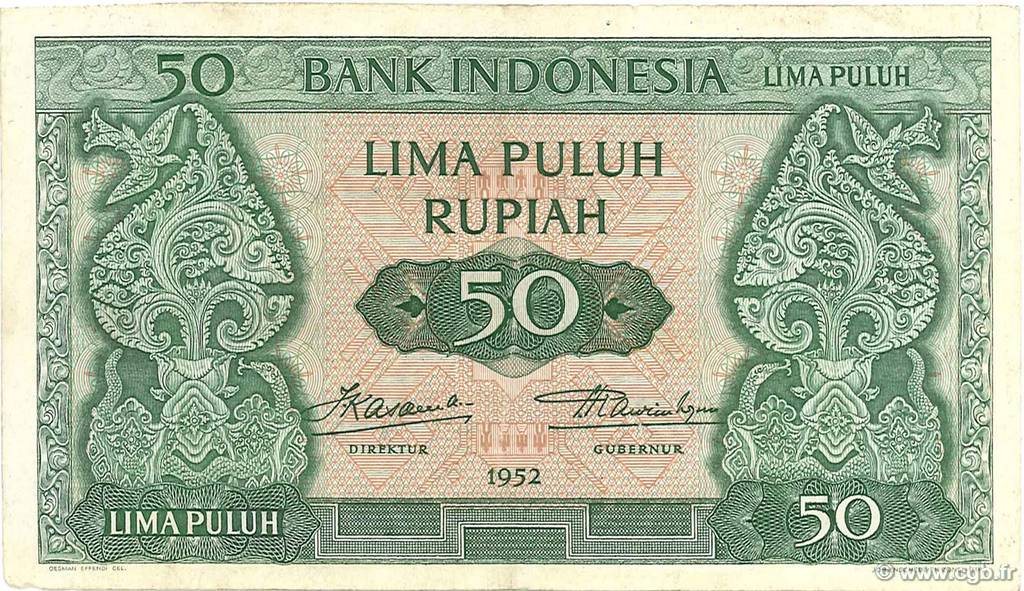 50 Rupiah INDONESIA  1952 P.045 BB