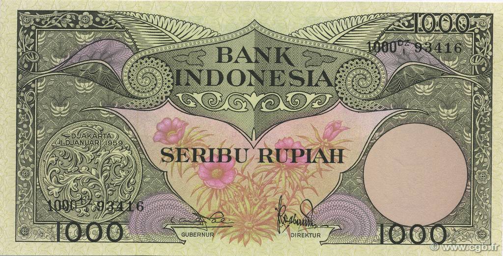 1000 Rupiah INDONESIA  1959 P.071b q.FDC