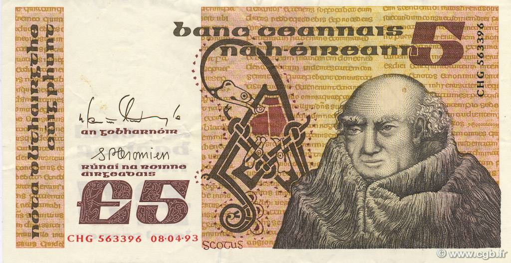 5 Pounds IRELAND REPUBLIC  1993 P.071e XF