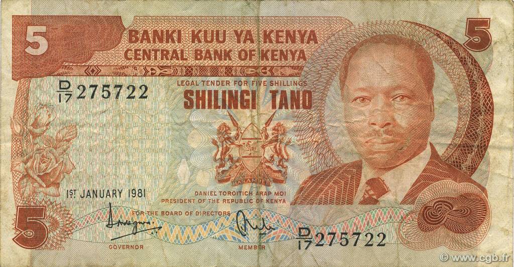 5 Shillings KENYA  1981 P.19a VF