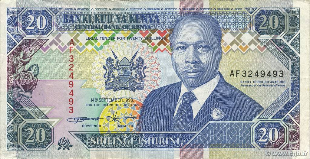 20 Shillings KENYA  1993 P.31a q.SPL