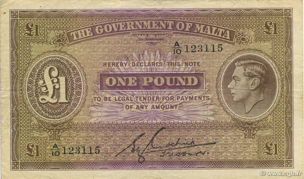 1 Pound MALTA  1940 P.20b VF+