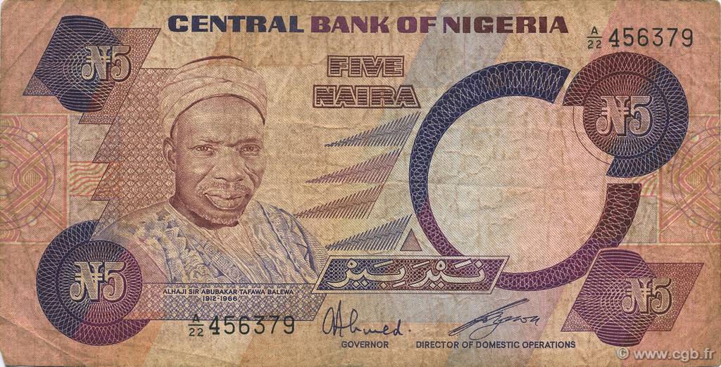 5 Naira NIGERIA  1980 P.20c q.MB