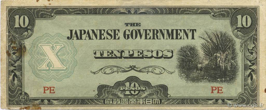 10 Pesos FILIPINAS  1942 P.108b MBC