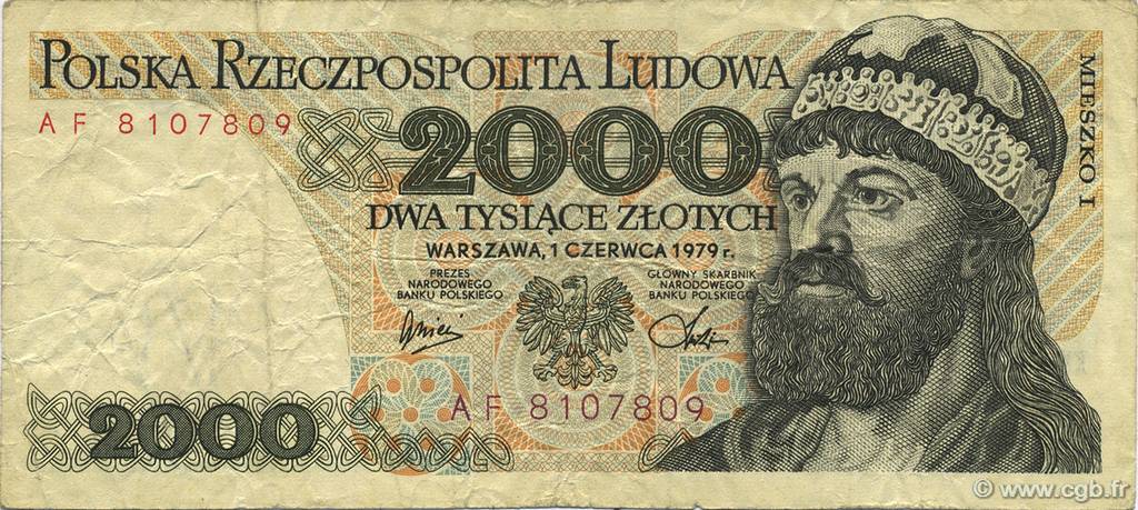 2000 Zlotych POLONIA  1979 P.147b BC a MBC