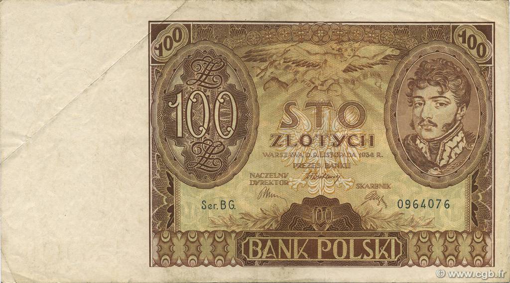 100 Zlotych POLEN  1934 P.075 fVZ