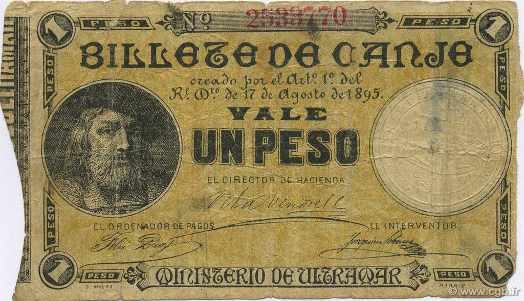 1 Peso PUERTO RICO  1895 P.07b S