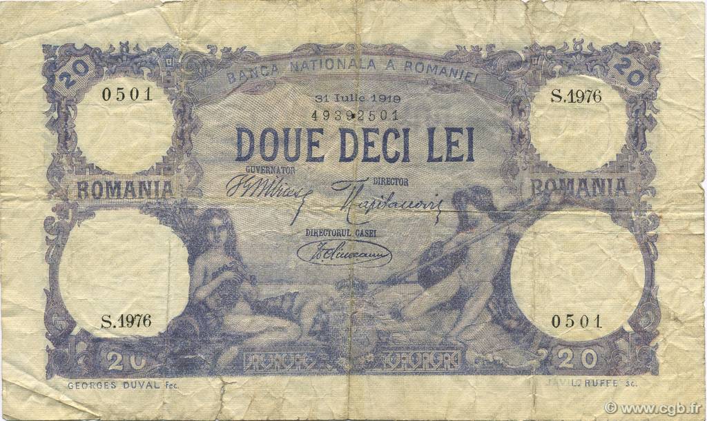 20 Lei ROMANIA  1919 P.020 MB