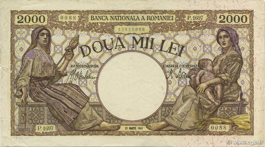2000 Lei ROMANIA  1941 P.053a q.SPL