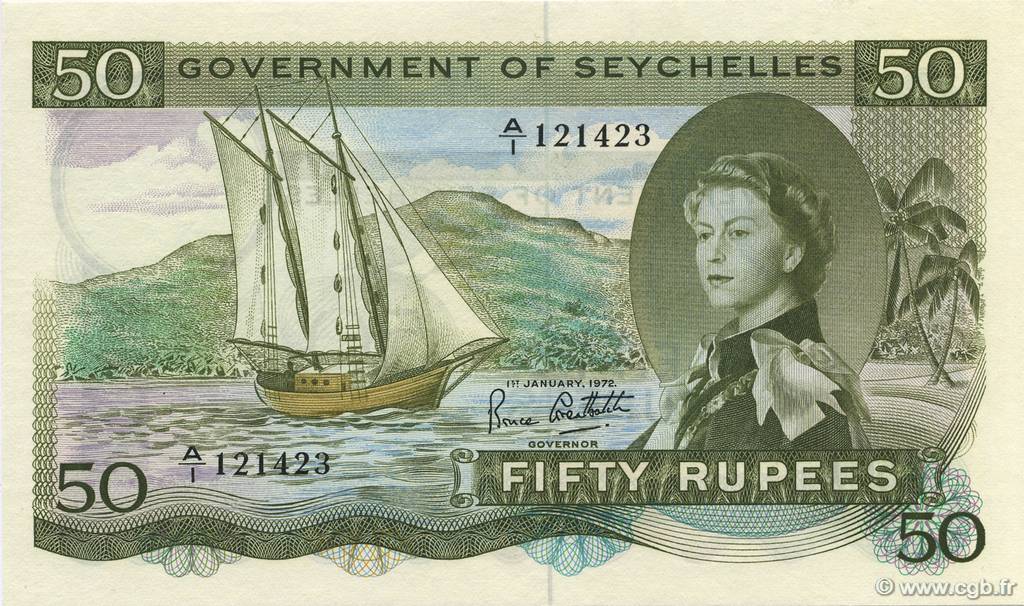 50 Rupees SEYCHELLES  1972 P.17d UNC