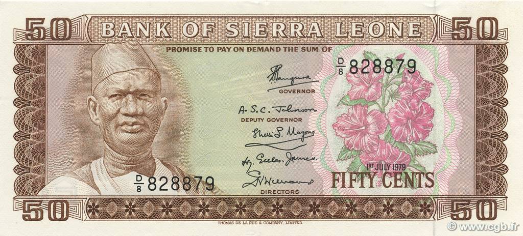 50 Cents SIERRA LEONE  1979 P.04c AU
