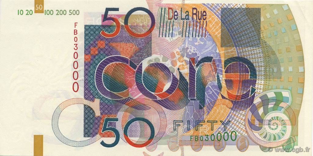 50 Pounds Test Note INGLATERRA  2001  FDC
