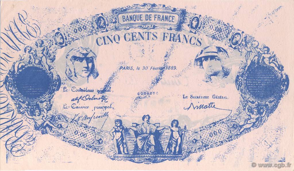 500 Francs Faux FRANCE regionalism and various  1889  XF