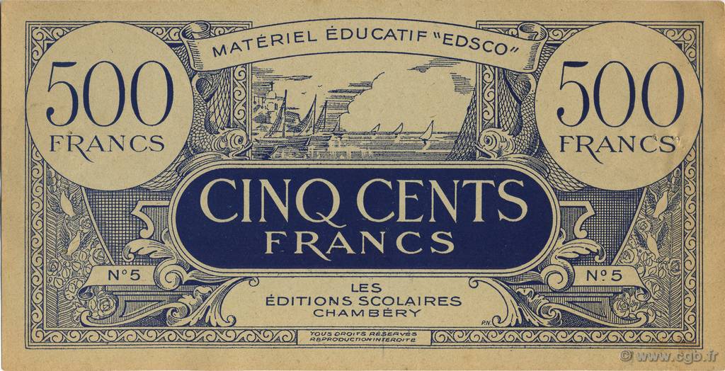 500 Francs Scolaire FRANCE regionalismo y varios  1940  MBC a EBC