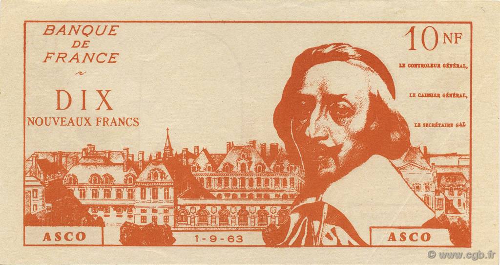 10 Nouveaux Francs Richelieu Scolaire FRANCE regionalism and various  1963  UNC-