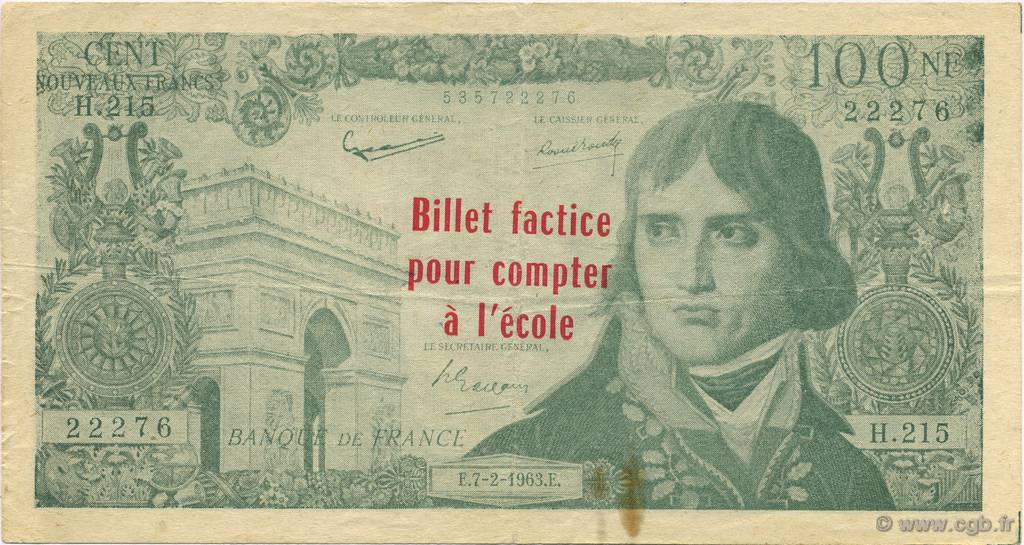 100 Nouveaux Francs Bonaparte Scolaire FRANCE Regionalismus und verschiedenen  1963  fVZ