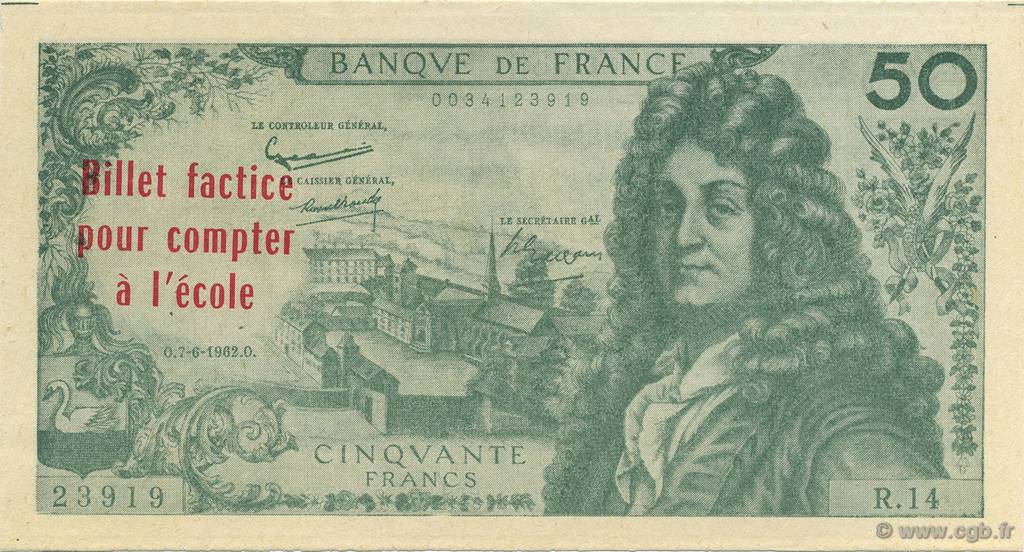 50 Francs Racine Scolaire FRANCE regionalism and various  1962  UNC-