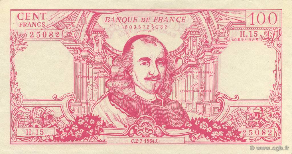 100 Francs Corneille Scolaire FRANCE regionalism and miscellaneous  1964  UNC-